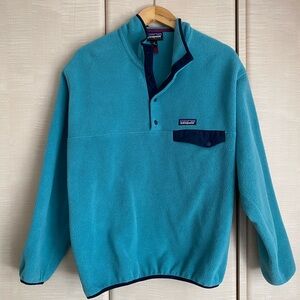 Mens Patagonia Blue Synchilla Snap-T Fleece Pullover with Navy Accents